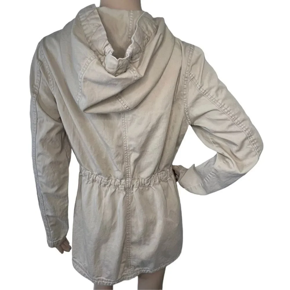 Mossimo Supply Khaki Zip Up and Button Up Hooded Jacket